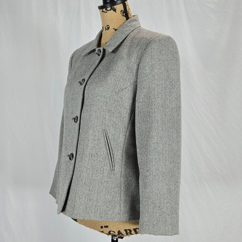 Harvé Benard Women Vintage Wool Herringbone Blazer Soft Academia Preppy‎ 8P